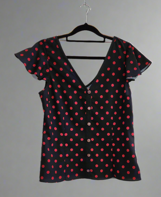 Blue and pink dotted top Alanna hill size 10