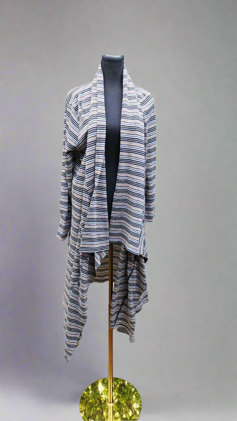 Foil, brown striped long cardigan, size M