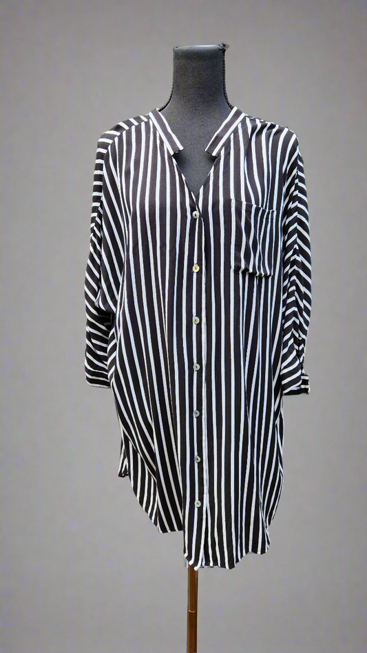 eb&ive, black/white striped shirt, one size