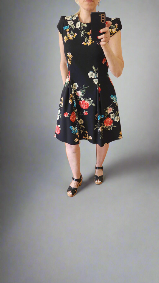 Black & Floral Dress, Cue Size 12