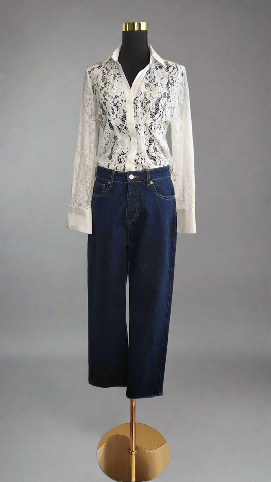 Witchery,White lace shirt size8